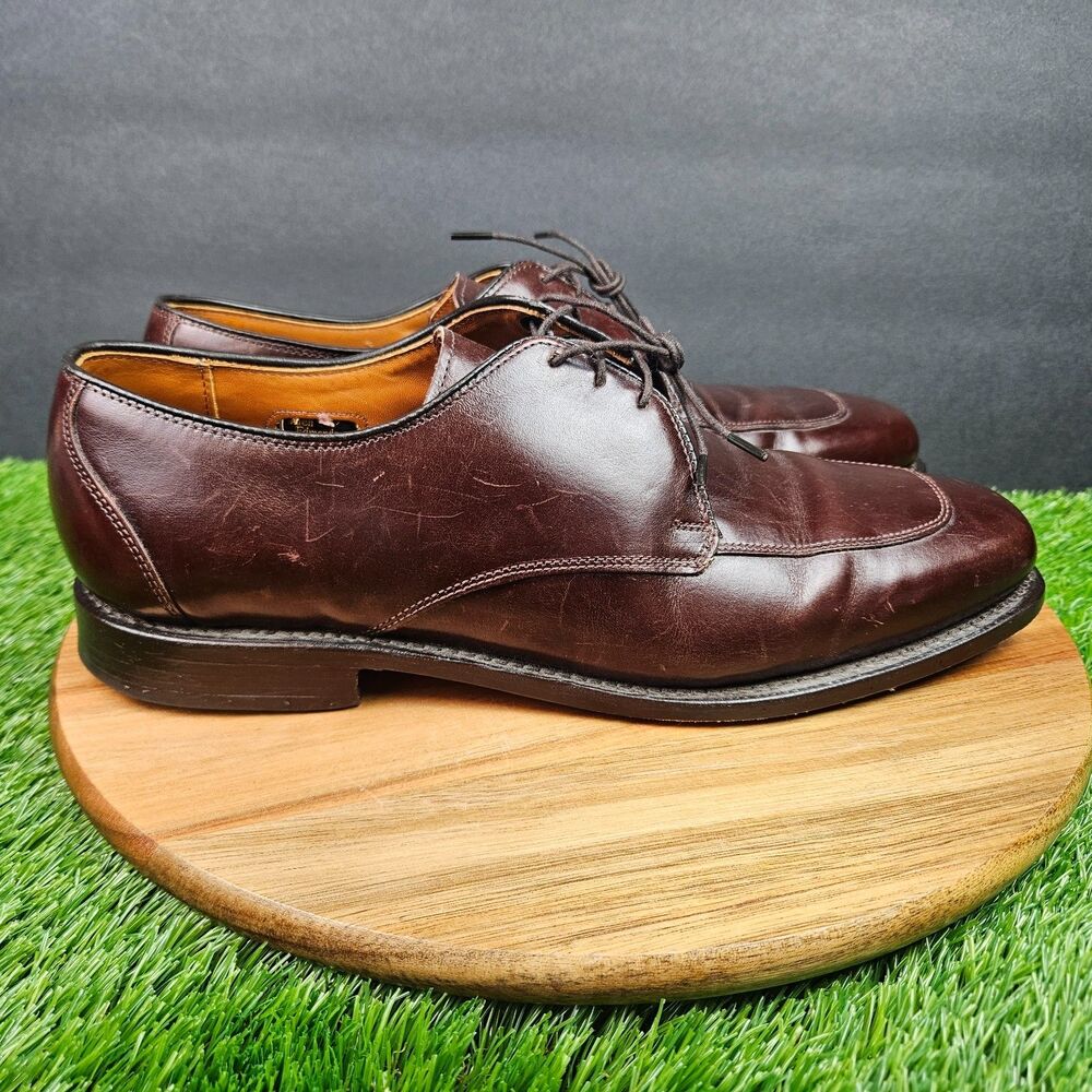 Allen Edmonds Burton Derby Oxford Brown Leather Dress Shoes Apron Toe Mens 10 D